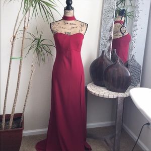 SUPER CUTE MAROON PROM DRESS Floor length Slit